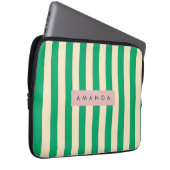 Personalized Vintage Green and Cream Stripe Laptopschutzhülle (Vorne Rechts)