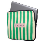 Personalized Vintage Green and Cream Stripe Laptopschutzhülle (Vorderseite Links)