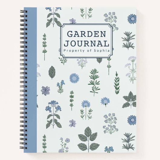 Personalized Vintage Herbal Garden | Rustic Blue Notizblock (Vorderseite)