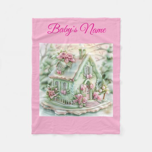 Personalized Vintage Pink Christmas Baby Blanket Fleecedecke (Vorderseite)