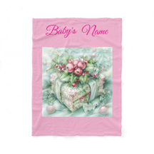 Personalized Vintage Pink Christmas Baby Blanket –