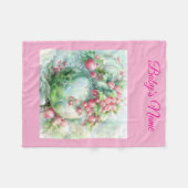 Personalized Vintage Pink Christmas Baby Blanket Fleecedecke (Vorderseite (Horizontal))