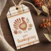 Personalized Vintage Plaid Thanksgiving Geschenkanhänger