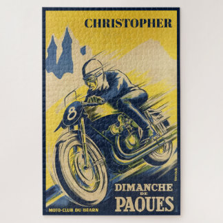 Personalized Vintage Retro Motorcycle Racing Art Puzzle