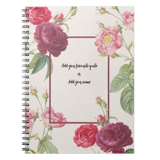 Personalized Vintage Rose Flower Notebook Notizblock (Vorderseite)