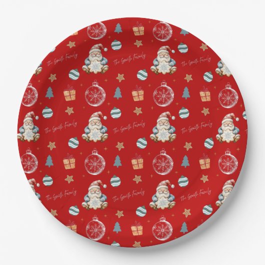 Personalized Vintage Santa Paper Plates Pappteller (Vorderseite)
