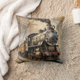 Personalized Vintage Steam Train Retro Travel Kissen