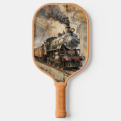 Personalized Vintage Steam Train Retro Travel Pickleball Schläger (Vorderseite)