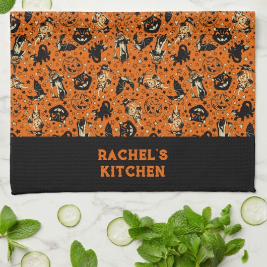 Personalized Vintage Style Halloween Geschirrtuch (Gefaltet)