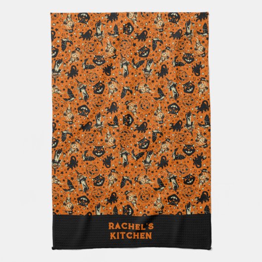 Personalized Vintage Style Halloween Geschirrtuch (Vertikal)