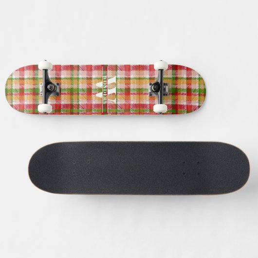 Personalized Vintage Tartan Plaid Print Skateboard (Horizontal)