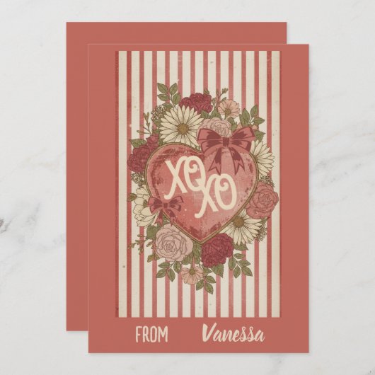 Personalized Vintage XO XO Valentine Card Karte (Vorne/Hinten)