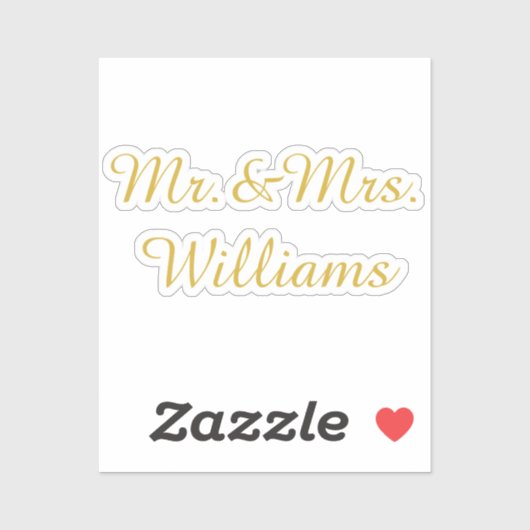 Personalized Vinyl Custom Wedding Sign Gold Name Aufkleber (Blatt)