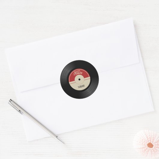 Personalized Vinyl Record Birthday  Runder Aufkleber (Umschlag)