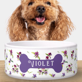 Personalized Violet Purple Floral Napf