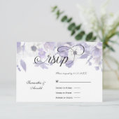 Personalized Violet Purple Flowers Wedding RSVP Karte (Stehend Vorderseite)