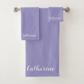 Personalized Violet Towels Set with Name (Insitu)