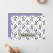 Personalized Violets Floral Botanical Note Card Mitteilungskarte (Vorderseite/Rückseite Beispiel)