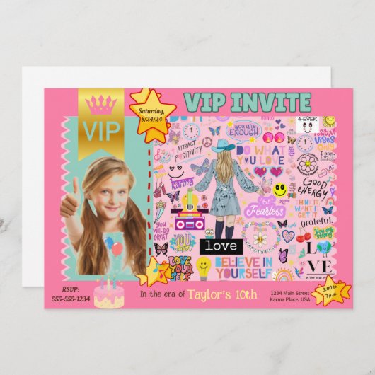 PERSONALIZED VIP PHOTO INVITATION FOR GIRLS ANKÜNDIGUNG (Vorne/Hinten)