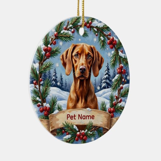 Personalized Vizsla Christmas Keramik Ornament (Rechts)