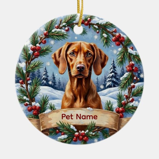 Personalized Vizsla Christmas Keramik Ornament (Vorne)