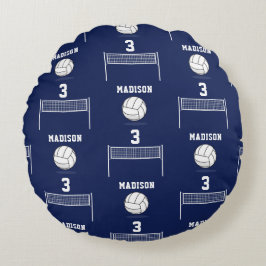 Personalized Volleyball Ball & Net Pattern Rundes Kissen