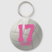 Personalized Volleyball (pink name & number) Schlüsselanhänger (Vorderseite)