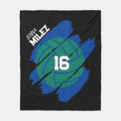 Personalized Volleyball Player Blue and Green Fleecedecke (Vorderseite)