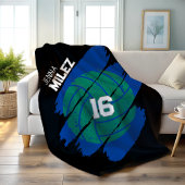 Personalized Volleyball Player Blue and Green Fleecedecke