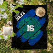 Personalized Volleyball Player Blue and Green Fleecedecke