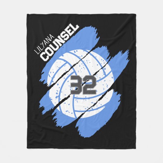 Personalized Volleyball Player Blue and White Fleecedecke (Vorderseite)