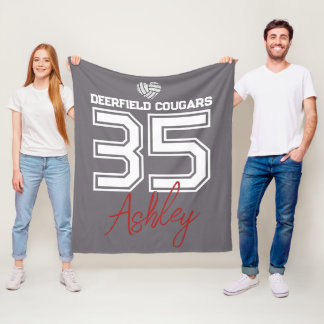 Personalized Volleyball Player School Colors Fleecedecke