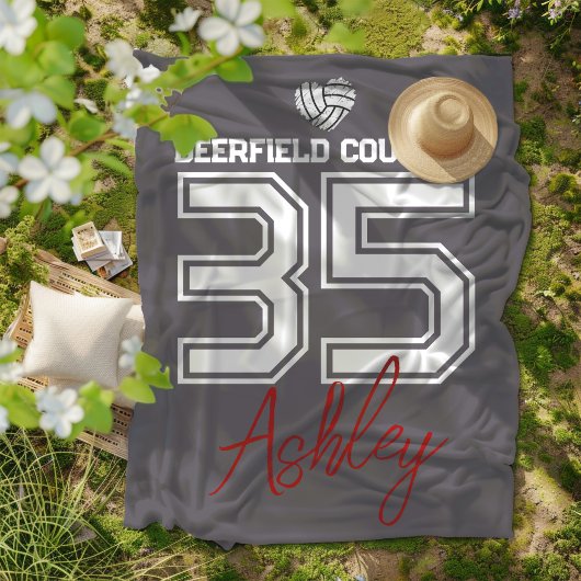 Personalized Volleyball Player School Colors Fleecedecke