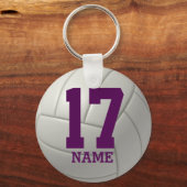 Personalized Volleyball (purple name & number) Schlüsselanhänger (Vorderseite)