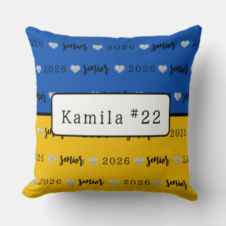 Personalized Volleyball Senior Blue and Yellow Kissen