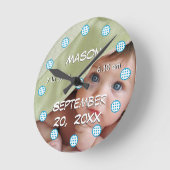 Personalized Wall Clock Baby Boy Stats Runde Wanduhr (Winkel)