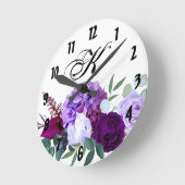 Personalized Wall Clock Lavender Hibiscus on Whi Runde Wanduhr (Winkel)