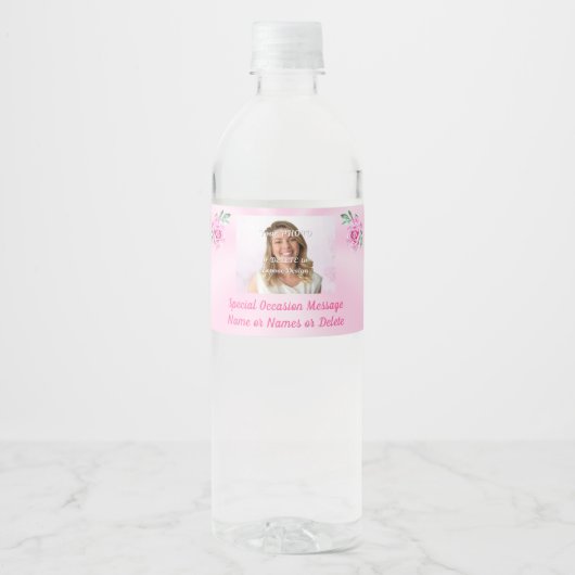 Personalized Water Bottle Labels for Birthday, ANY Wasserflaschenetikett (Vorderseite)