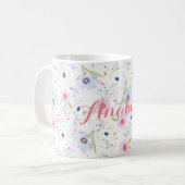 Personalized|| Watercolor-BlumenTasse Kaffeetasse (Vorderseite Links)