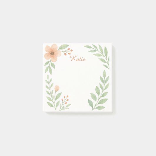 Personalized Watercolor Botanical Sticky Notes Post-it Klebezettel (Vorderseite)