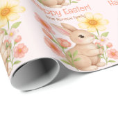 Personalized Watercolor Bunny Happy Easter  Geschenkpapier (Rolleneckpunkt)