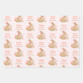 Personalized Watercolor Bunny Happy Easter  Geschenkpapier Set (Vorderseite 3)