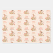 Personalized Watercolor Bunny Happy Easter  Geschenkpapier Set (Vorderseite)