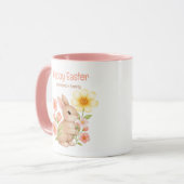 Personalized Watercolor Bunny Happy Easter  Tasse (Vorderseite Links)
