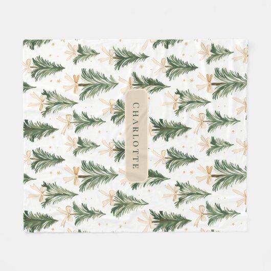 Personalized Watercolor Christmas Tree Blanket Fleecedecke (Vorderseite (Horizontal))