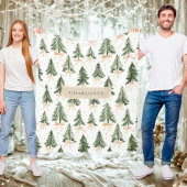 Personalized Watercolor Christmas Tree Blanket Fleecedecke