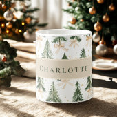Personalized Watercolor Christmas Tree Name Mug Kaffeetasse