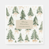 Personalized Watercolor Christmas Tree Napkins Serviette (Vorderseite)