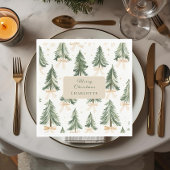 Personalized Watercolor Christmas Tree Napkins Serviette