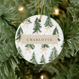 Personalized Watercolor Christmas Tree Ornament